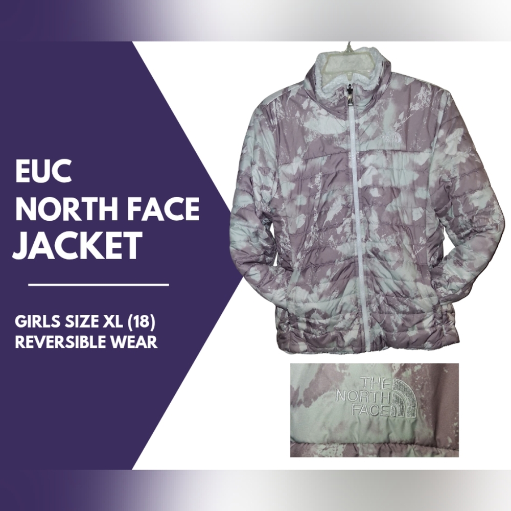 The North Face Purple and White Reversible Jacket *Girls XL (18)*